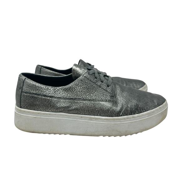 Eileen Fisher Prop Platform Sneakers Low‎ Top Metallic Silver Gunmetal Size US 8 - Picture 7 of 14